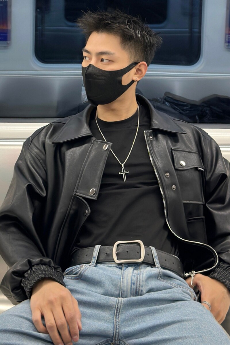 1506/QW6310/P74痞帅Pu皮衣潮双拉链垫肩皮夹克男机车服秋冬外套,男装皮衣,星座1506
