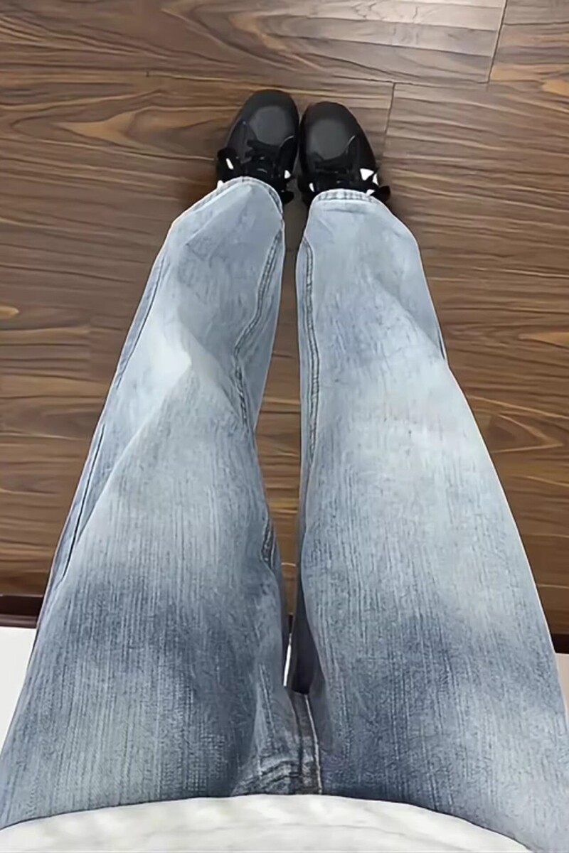 1506/QT89080/P51春秋新款高街潮牌穿搭浅蓝色弯刀微喇裤1,男装休闲裤,星座1506