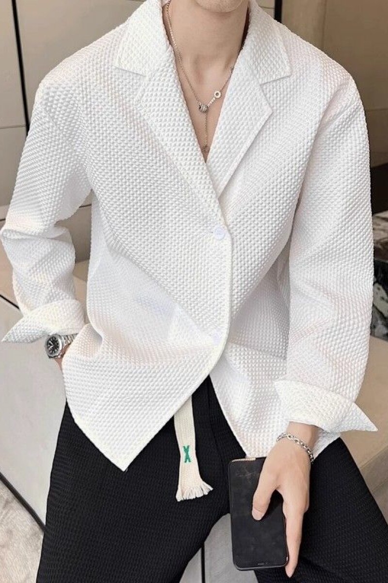 1506/QC170/P43长袖华夫格西服领衬衣暗格纹高级感衬衫2025年,男装西服,星座1506