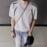 1506/Q318/P39高街美式小众黑色复古高级休闲夏季潮牌短袖男T恤，男装T恤，星座1506