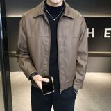 1506/QW970/P64皮衣外套男春秋季新款宽松飞行员翻领皮夹克1，男装夹克，星座1506