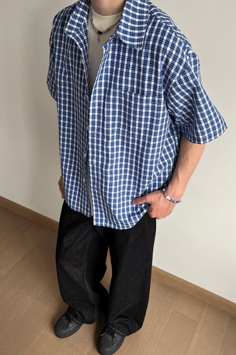 1506/QC1290/P40复古衬衫男夏装港风学生宽松小众设计感男装上衣,男装衬衫,星座1506