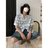 1506/QC1520/P46复古衬衫男夏装学生宽松新款男装上衣外穿，男装衬衫，星座1506