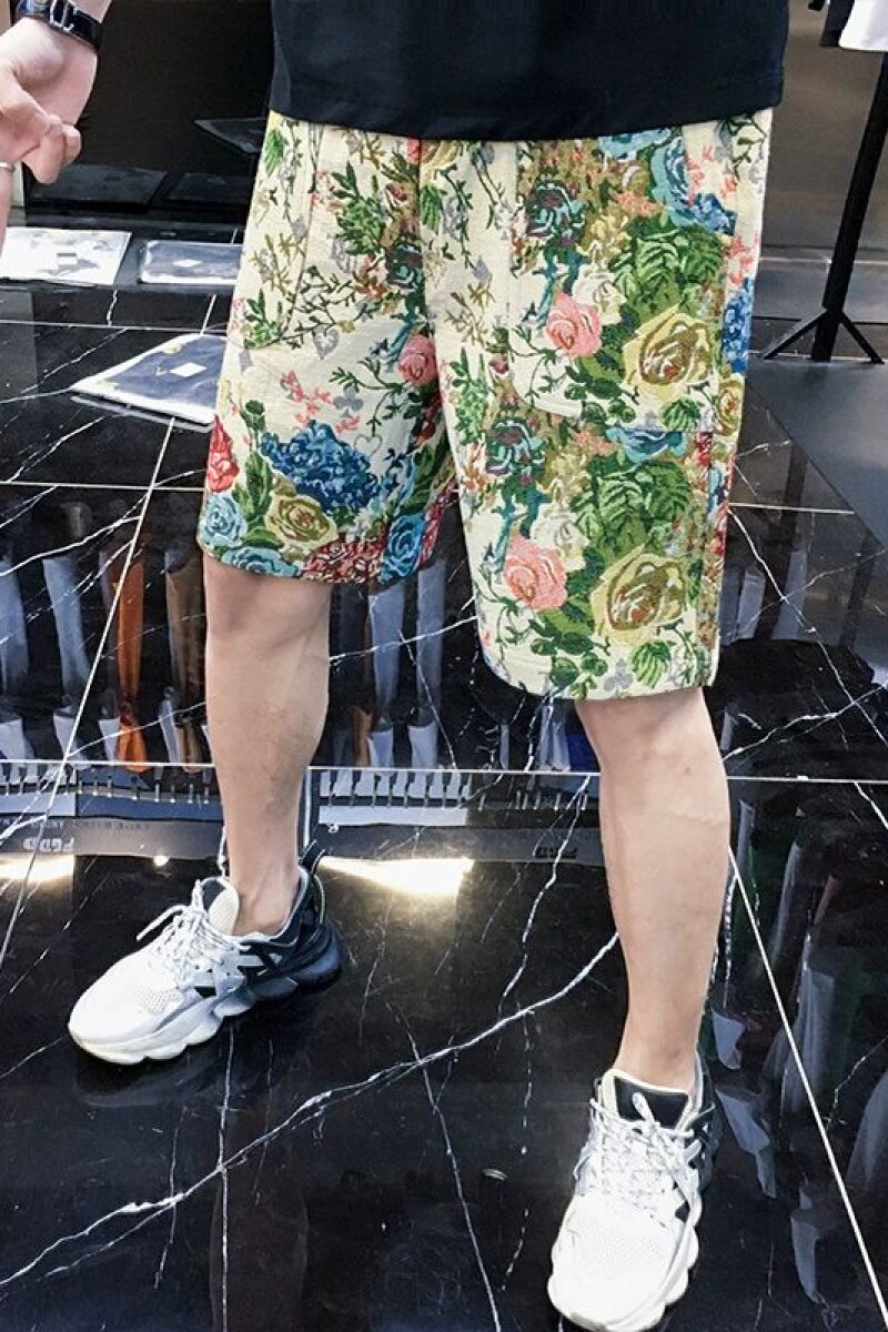 1506/QD130/P33欧货花色刺绣休闲短裤男潮中裤2025夏男士五分裤,男装牛仔裤,星座1506