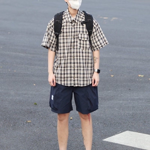 1506/QC1260/P40复古衬衫男夏装港风学生宽松小众设计感男装上衣图片