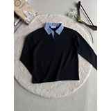 1506/QT6070/P46学院风衬衫领假两件卫衣男宽松情侣款套头衫1，男装Polo衫，星座1506