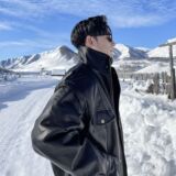 1506/QW6330/P79痞帅Pu皮衣小众潮牌皮夹克男机车服秋冬高街外套，男装皮衣，星座1506