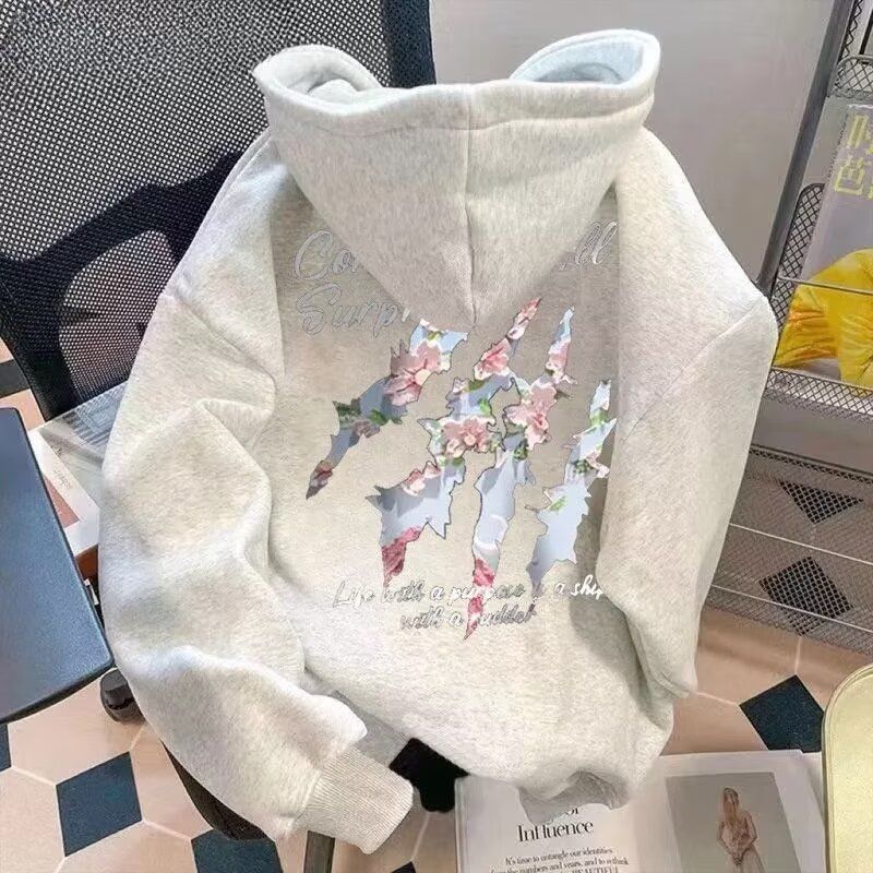 1506/QB580/P39卫衣男连帽春秋季港风宽松潮牌字母印花百搭外套3,女装短外套,星座1506