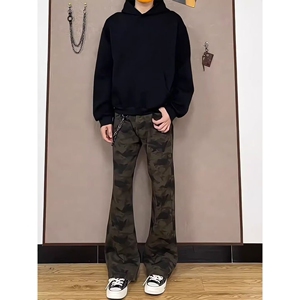 1506/QJ88080/P46美式复古连帽外套男秋冬新款宽松休闲百搭卫衣1图片