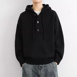 1506/ML1051/P57秋冬连帽加绒毛衣男士半开衫针织衫套头上衣2图片