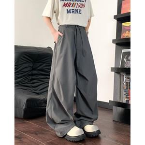 1506/1450/P52宽松休闲裤男百搭裤子夏季薄款坠感阔腿拖地长裤图片
