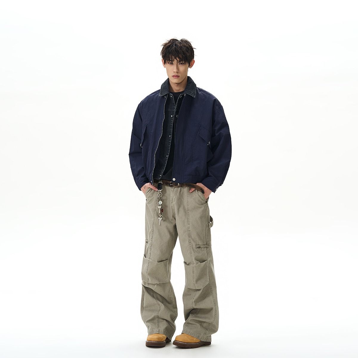 1506/QA2410/P80秋季新款美式纯色假俩件宽松休闲藏青夹克外套男1,男装夹克,星座1506