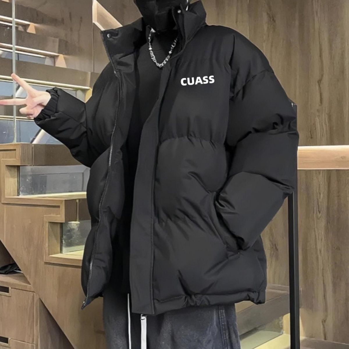 1506/QW570/P61棉衣男秋冬季宽松休闲棉服外套潮牌搭棉袄1图片