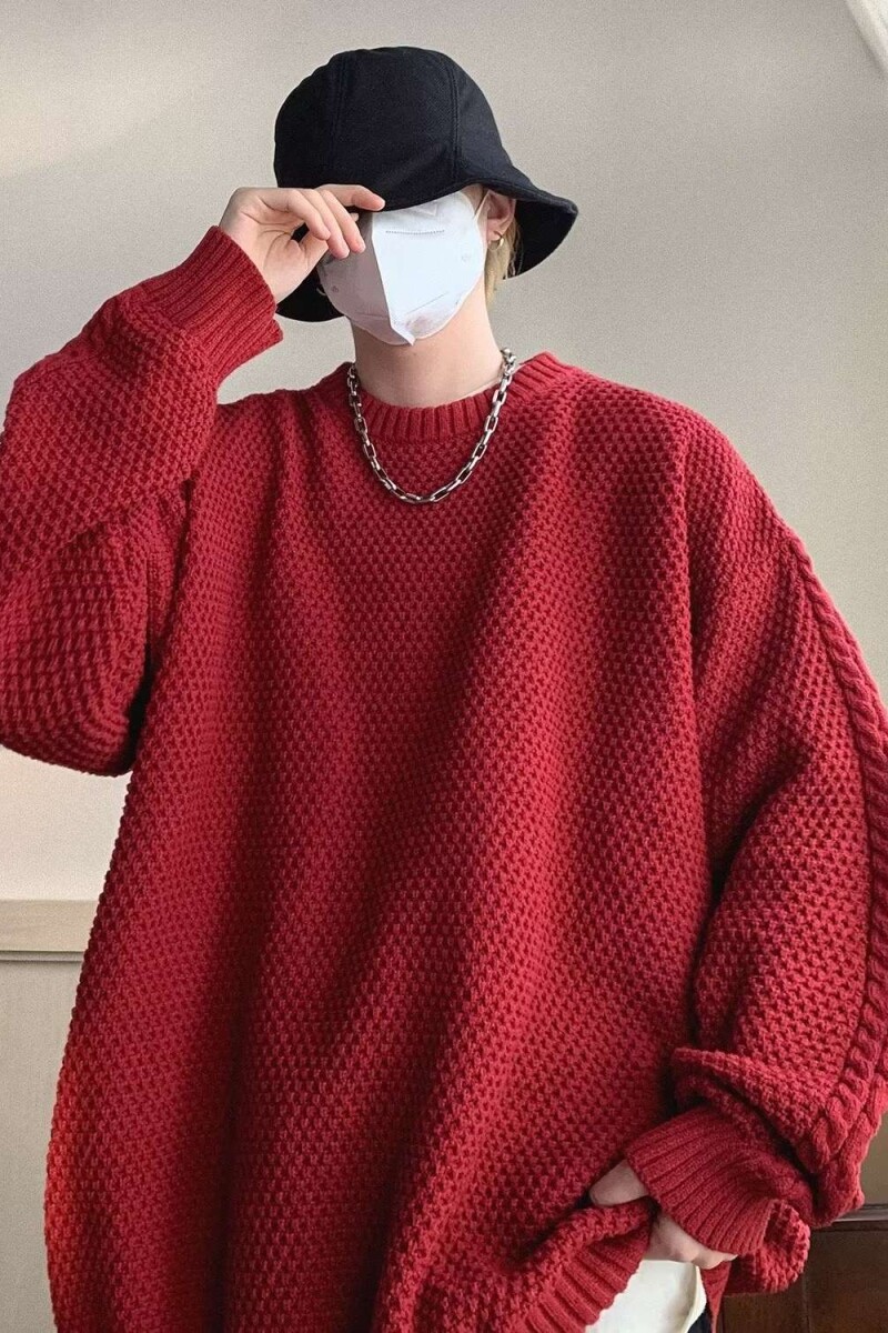 1506/QRXMY72030/P53秋冬毛衣男华夫格毛衣纯色针织衫冬季外套,男装针织衫/毛衣,星座1506
