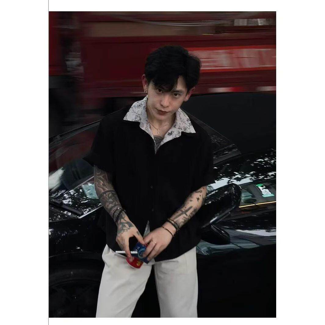 1506/QJ420/P46翻领短袖polo衫男潮牌夏季t恤修身2025新款百搭,男装T恤,星座1506