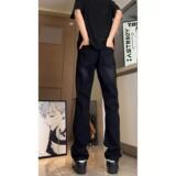 1506/Q20060/P39黑色窄版微喇牛仔裤男修身显瘦直筒裤2025年，男装牛仔裤，星座1506