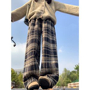 1506/QCL-B4750/P44春秋季美式复古宽松直筒呢料阔腿休闲长裤子2图片