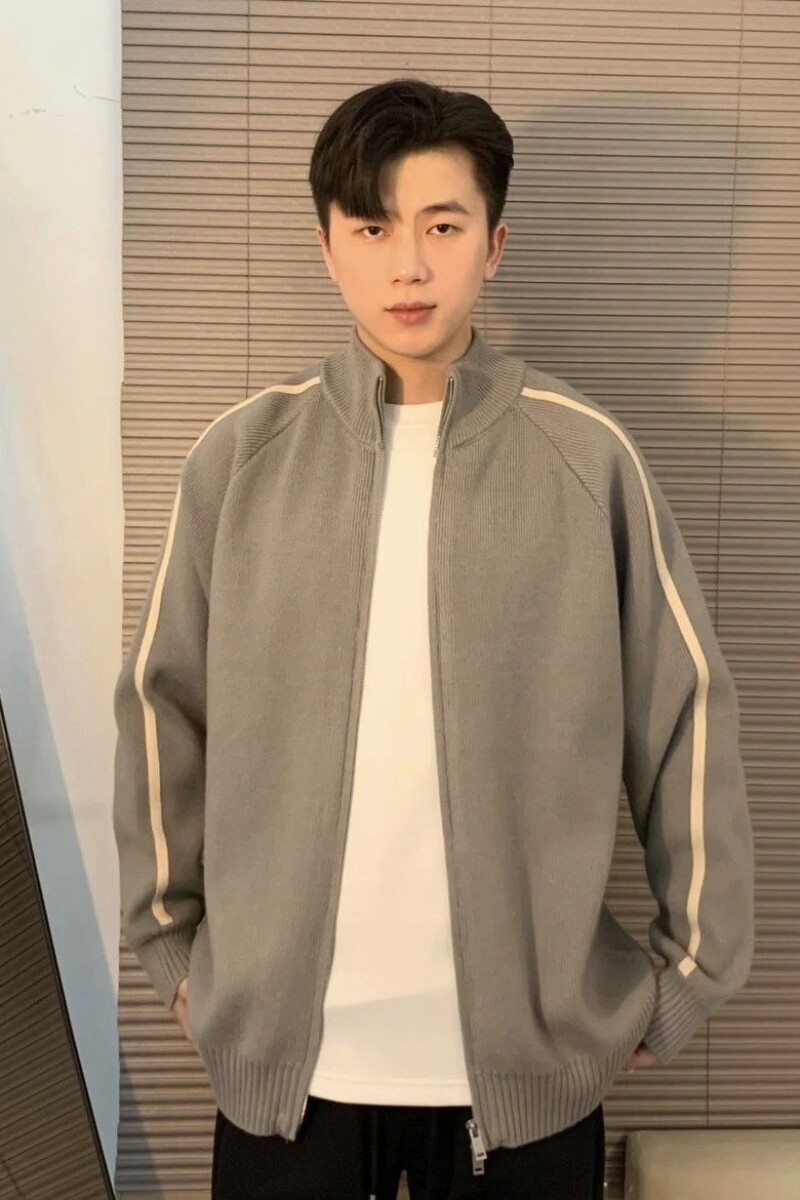 1506/QM390/P69秋冬韩系双拉\男长袖简约立领针织开衫情侣毛衣,男装针织衫/毛衣,星座1506