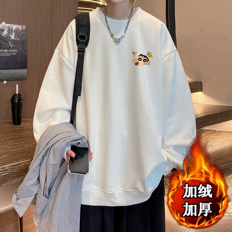 1506/Q贝贝绒E150后小新0/P35秋冬季加绒加厚圆领宽松上衣港风,男装卫衣,星座1506