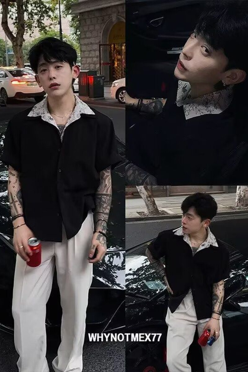 1506/QJ420/P46翻领短袖polo衫男潮牌夏季t恤修身2025新款百搭,男装T恤,星座1506