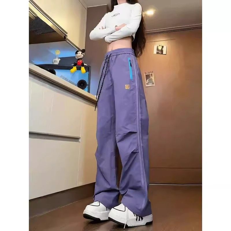 1506/QM6880/P46紫色冰丝裤子男夏速干褶皱伞兵工装裤运动休闲裤，男装工装外套，星座1506