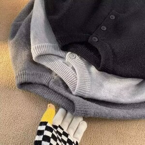 1506/Q2220/P44秋冬新款开衫毛衣美式复古V领针织衫男纯色外套潮2图片