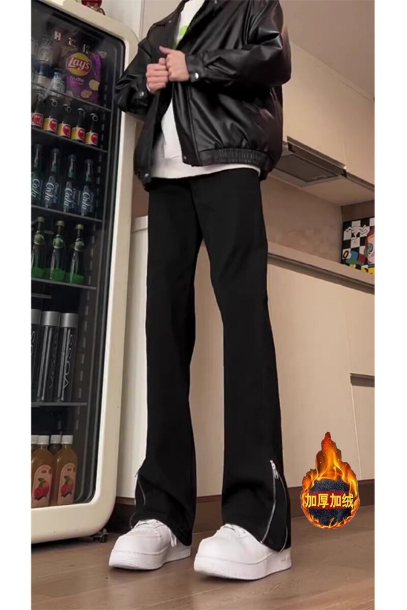 欧美风裤子高街潮侧边拉链牛仔裤微喇裤1,男装牛仔裤,星座1506
