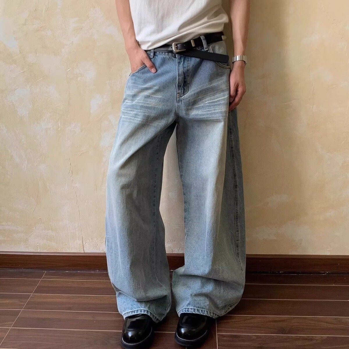 1506/QK71240/P46港风潮男新款个性字母牛仔裤嘻哈长裤1图片
