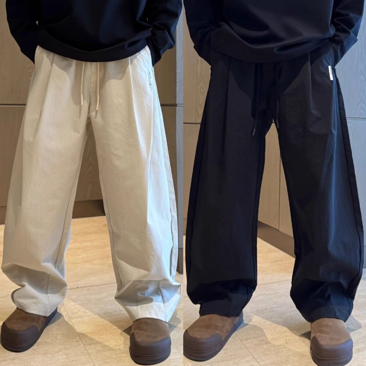 1506/QX1510/P45宽松休闲裤男潮流百搭裤子夏季坠感阔腿拖地长裤图片