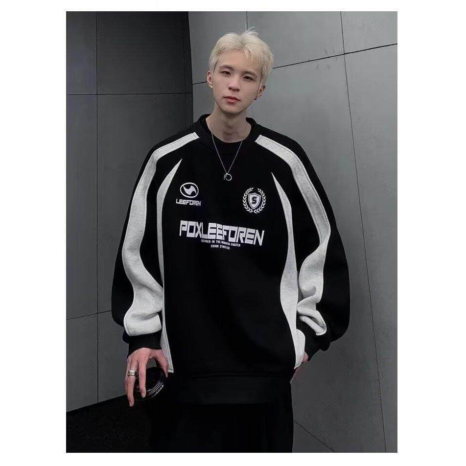 1506/QW010/P41美式复古拼色卫衣男秋圆领机车风休闲上衣服,男装工装外套,星座1506