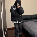 1506/Q88310/P72原创美式蜘蛛网刺绣秋冬夹棉男女宽松潮流外套2，女装短外套，星座1506