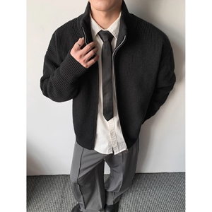 1506/QD950/P53拉链立领开衫毛衣男秋季美式针织衫外套宽1图片