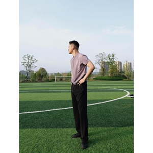 1506/QHR840/P48宽松休闲裤男百搭裤子夏季薄款坠感阔腿拖地长裤图片