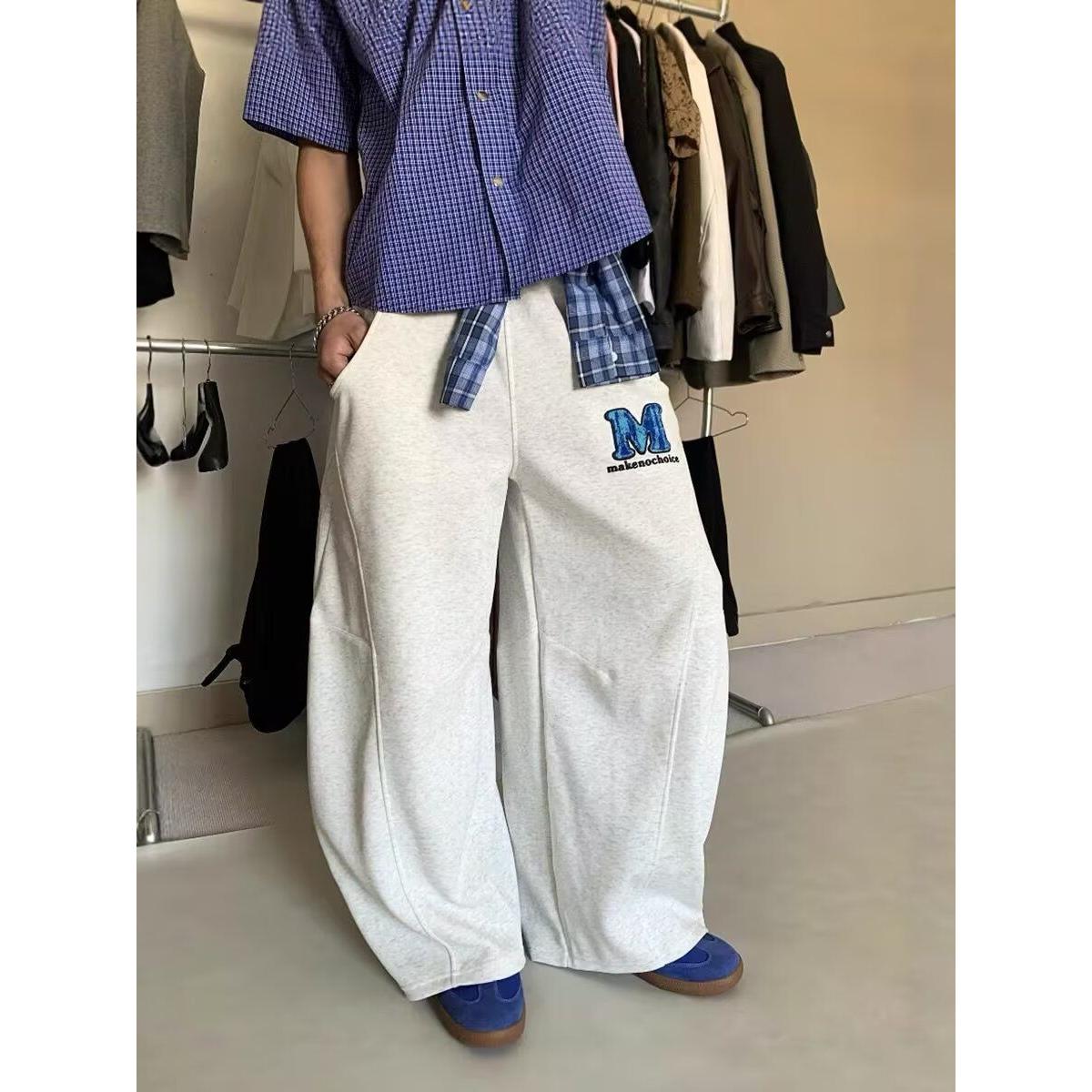 1506/QA80760/P55拼接格子裙摆设计卫裤男女美式复古拖地伞兵裤1,男装休闲裤,星座1506