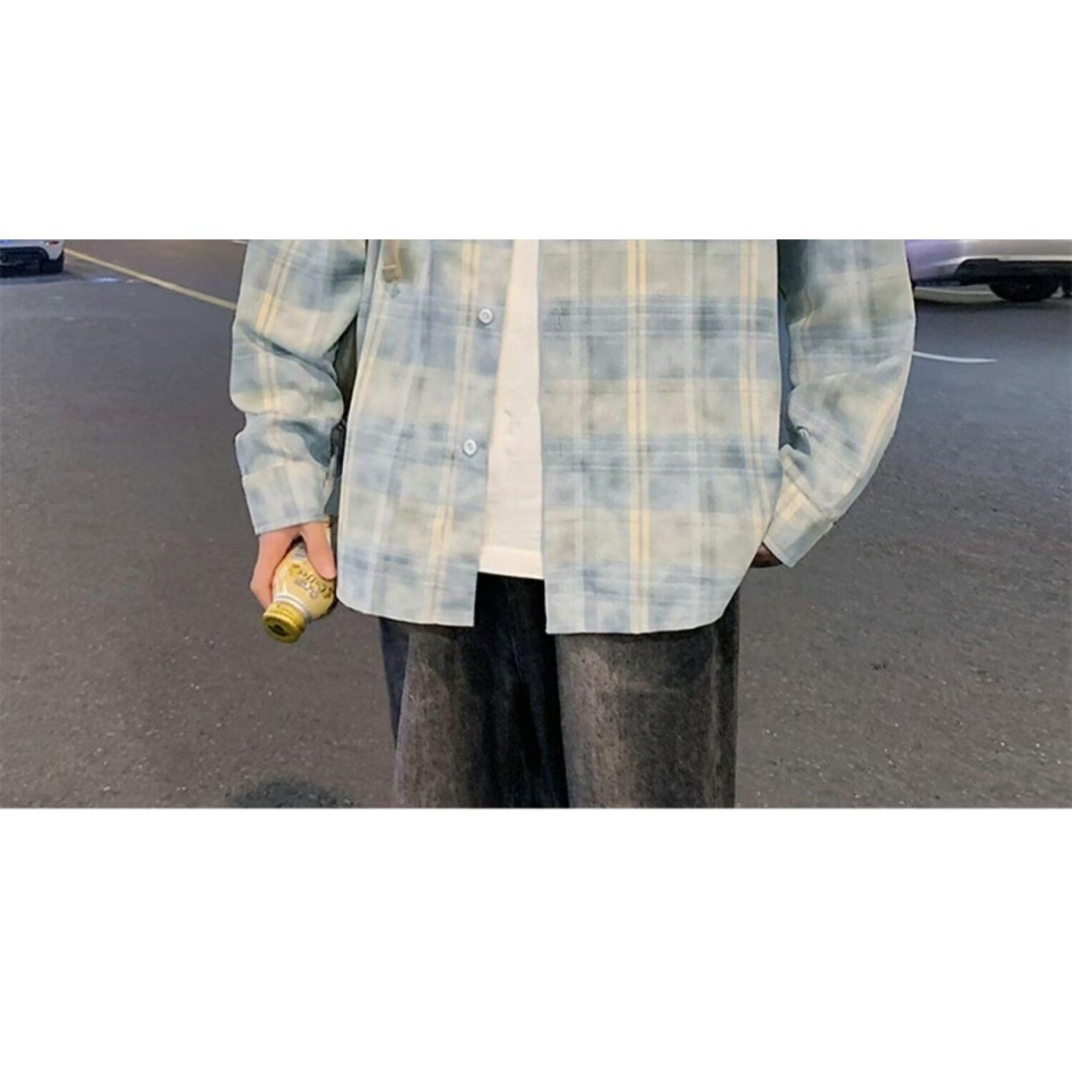 1506/QC420/P42格子长袖衬衫男款秋季美式衬衣宽松休闲工装外套图片