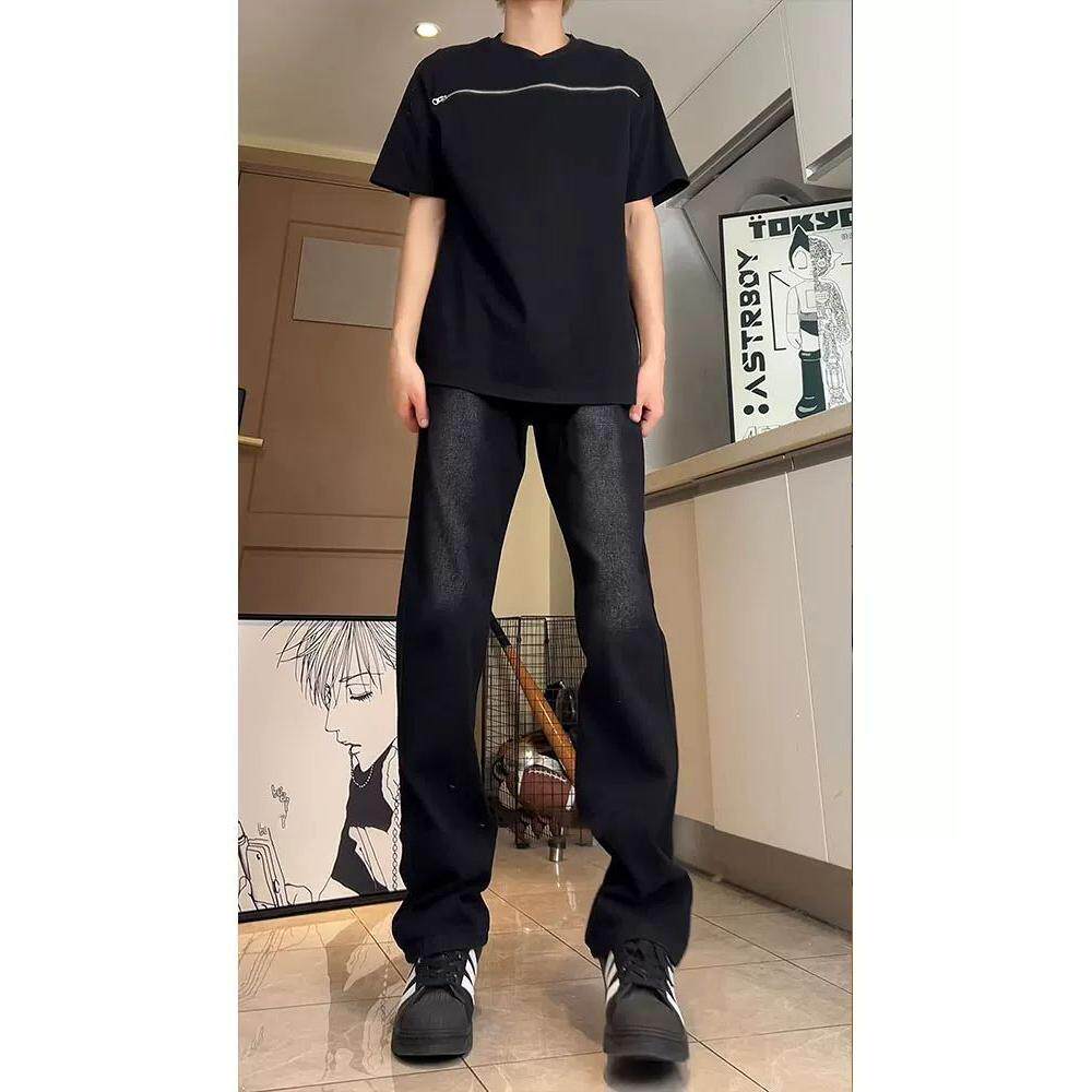 1506/Q20060/P39黑色窄版微喇牛仔裤男修身显瘦直筒裤2025年,男装牛仔裤,星座1506