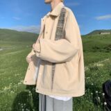 1506/Q8100/P58拼接灯芯绒外套秋季潮痞帅复古休闲宽松翻领夹克1，男装夹克，星座1506