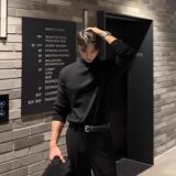 1506/QCT030/P20半高领t恤潮男高端双面德绒长袖小香风打底衫2，男装T恤，星座1506