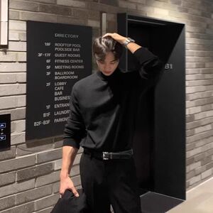 1506/QCT030/P20半高领t恤潮男高端双面德绒长袖小香风打底衫2图片