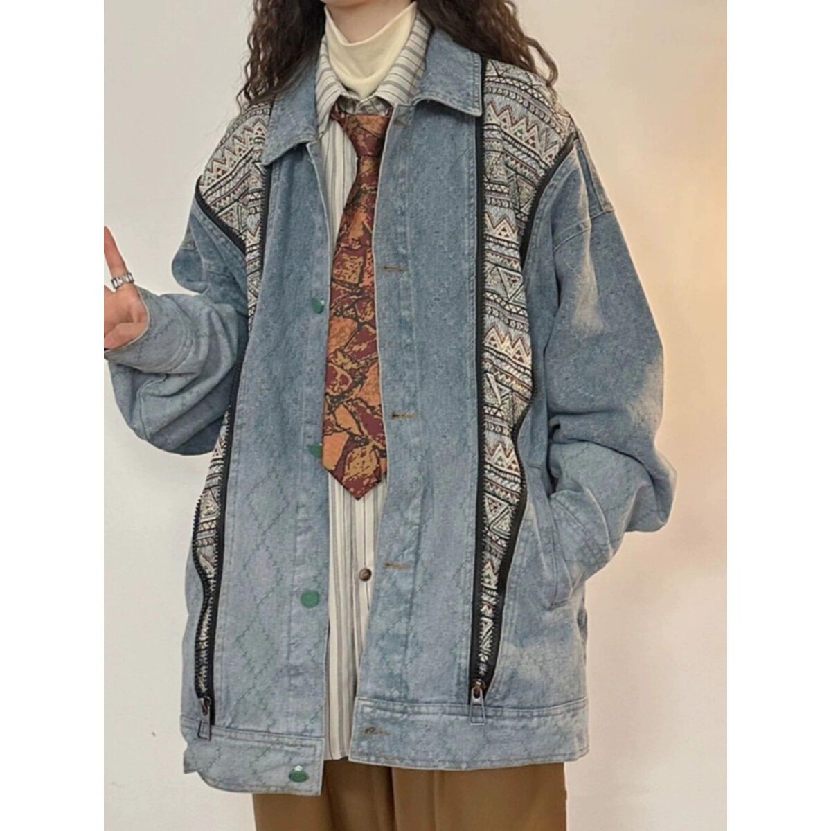 1506/Q269/P66春秋美式复古小众百搭潮牌民族风牛仔外套男女夹克,男装工装外套,星座1506