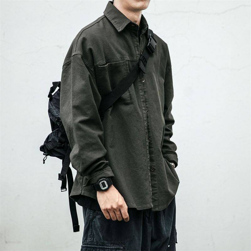 1506/QCS550/P57日系复古工装衬衫男长袖纯棉重磅衬衣宽松大码1,男装衬衫,星座1506