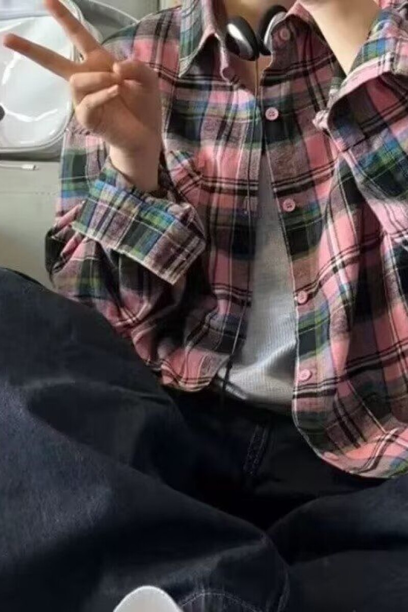 1506/QC590/P36休闲格子衬衫外套2025新款青少年男女款长袖衬衣,男装衬衫,星座1506