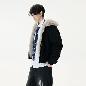 1506/QZSD010/P134座山雕美式毛领连帽棉服外套女冬季加厚棉衣男图片