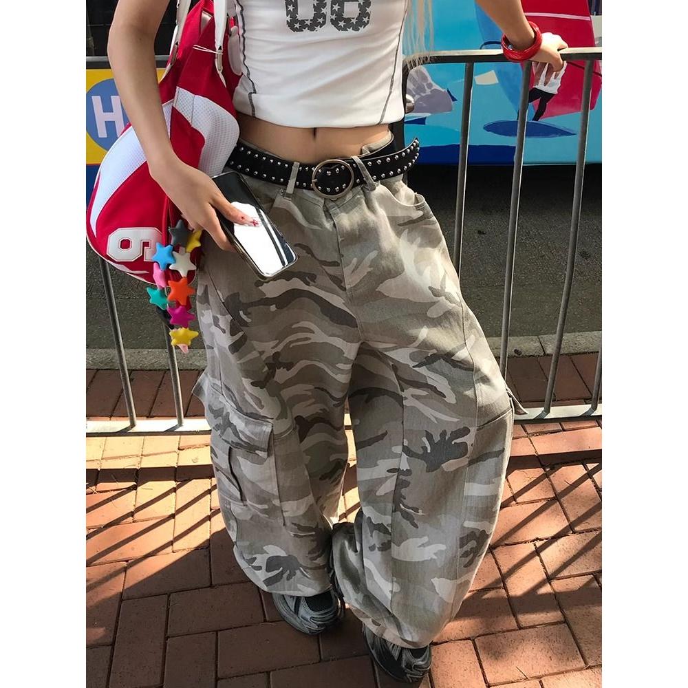 1506/QN11160/P60美式复古灰迷彩工装裤男女宽松多口袋休闲裤，男装工装外套，星座1506