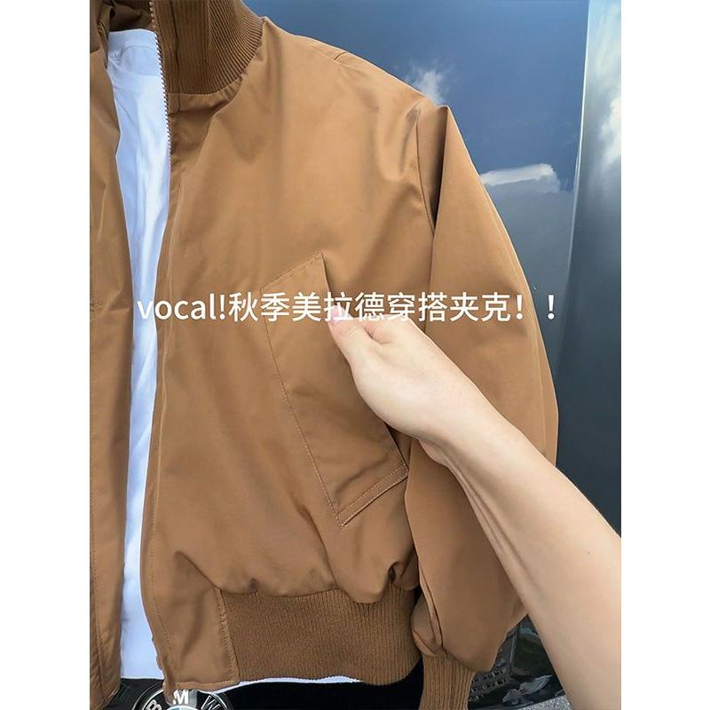 黑色美式短款飞行夹克棉服男秋冬高级感加厚棉衣cleanfit廓形外套,男装夹克,星座1506