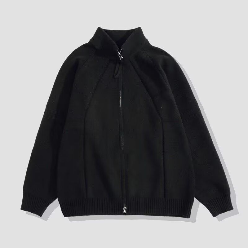 1506/QM090/P62秋冬慵懒风简约百搭纯色重磅拉链休闲宽松毛衣1图片