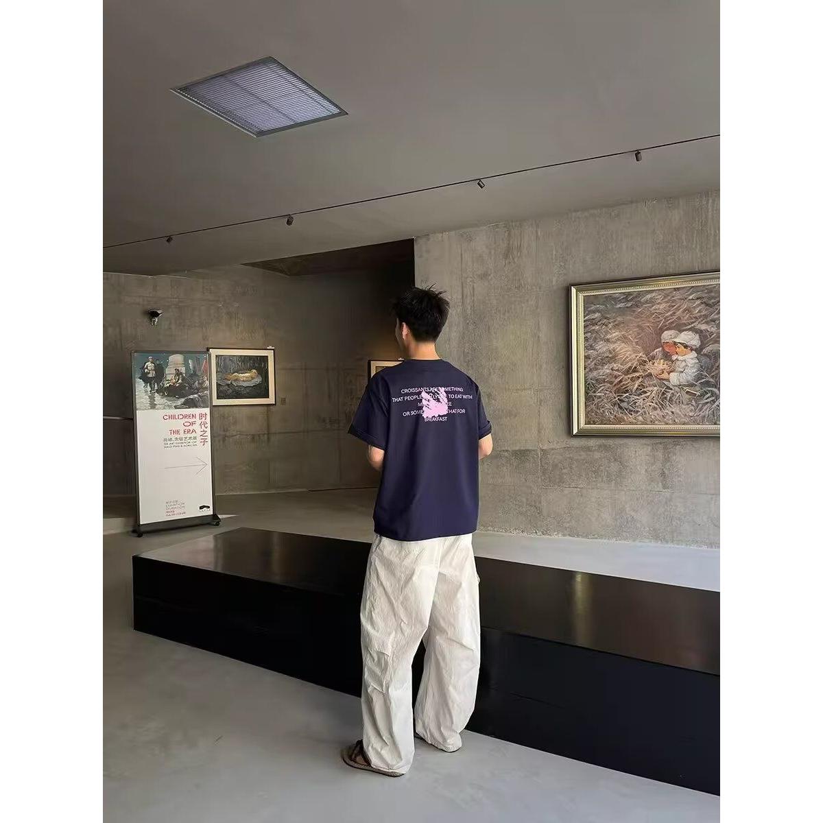 1506/QHR740/P50宽松休闲裤男潮流百搭裤子夏坠感阔腿拖地长裤,男装休闲裤,星座1506
