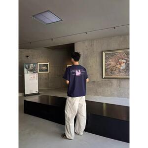 1506/QHR740/P50宽松休闲裤男潮流百搭裤子夏坠感阔腿拖地长裤图片