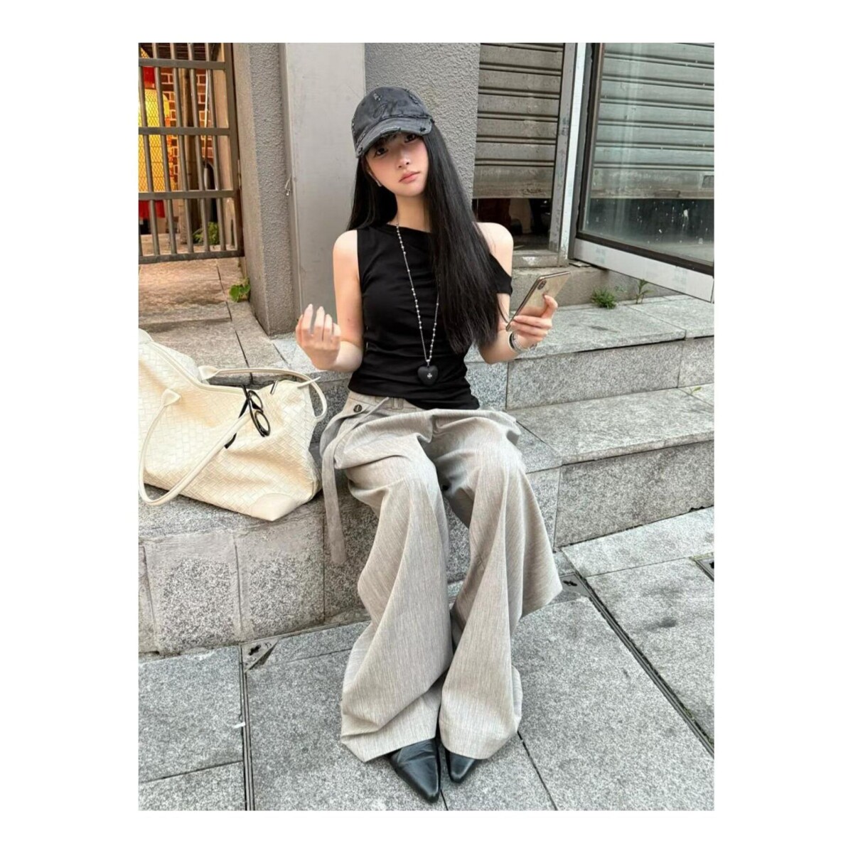 1506/QFK070/P74宽松休闲裤男百搭裤子夏季薄款坠感阔腿拖地长裤,男装休闲裤,星座1506