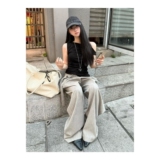 1506/QFK070/P74宽松休闲裤男百搭裤子夏季薄款坠感阔腿拖地长裤，男装休闲裤，星座1506
